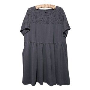 Torrid Charcoal Gray Tunic Top Gray with Eyelet Detail